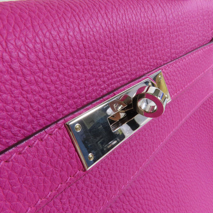 Hermes Leather Kelly 28 Silver Hand-turned Shoulder Back Bag Double Bag 2way Shoulder Bag Rose Purple Purple Togo