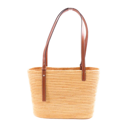 Loewe Sake Yam Tote Gold Shoulder Back Bag Brown Other Raffia
