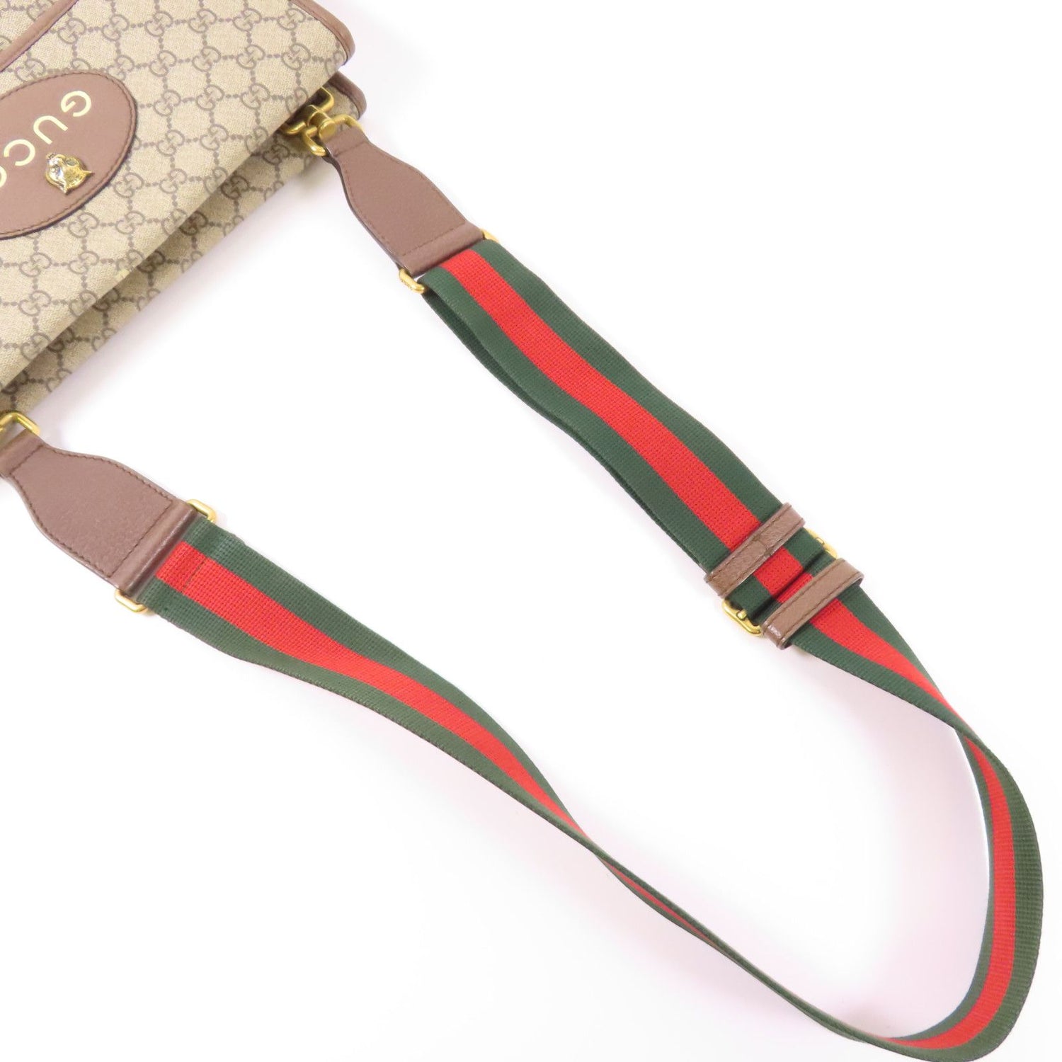 Gucci Painted Canvas Neo Vintage Medium Messenger Bag Golden Shoulder Bag Brown Beige/ebony Pvc Coated Ca