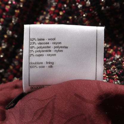 Chanel Bordeaux Multicolor Dress Wool P 44001v 32333
