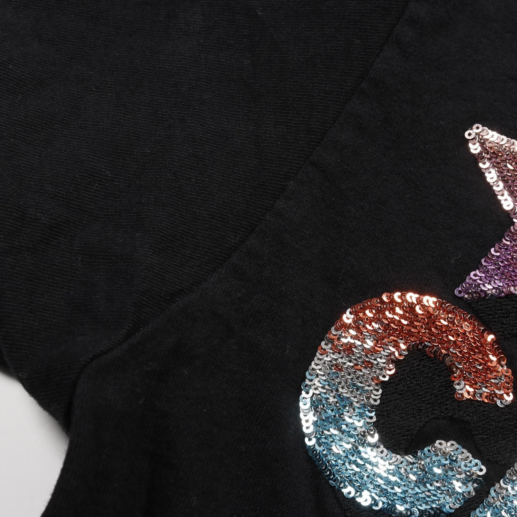 Gucci T-shirt Cotton Tops Black Multicolor Logo Xs