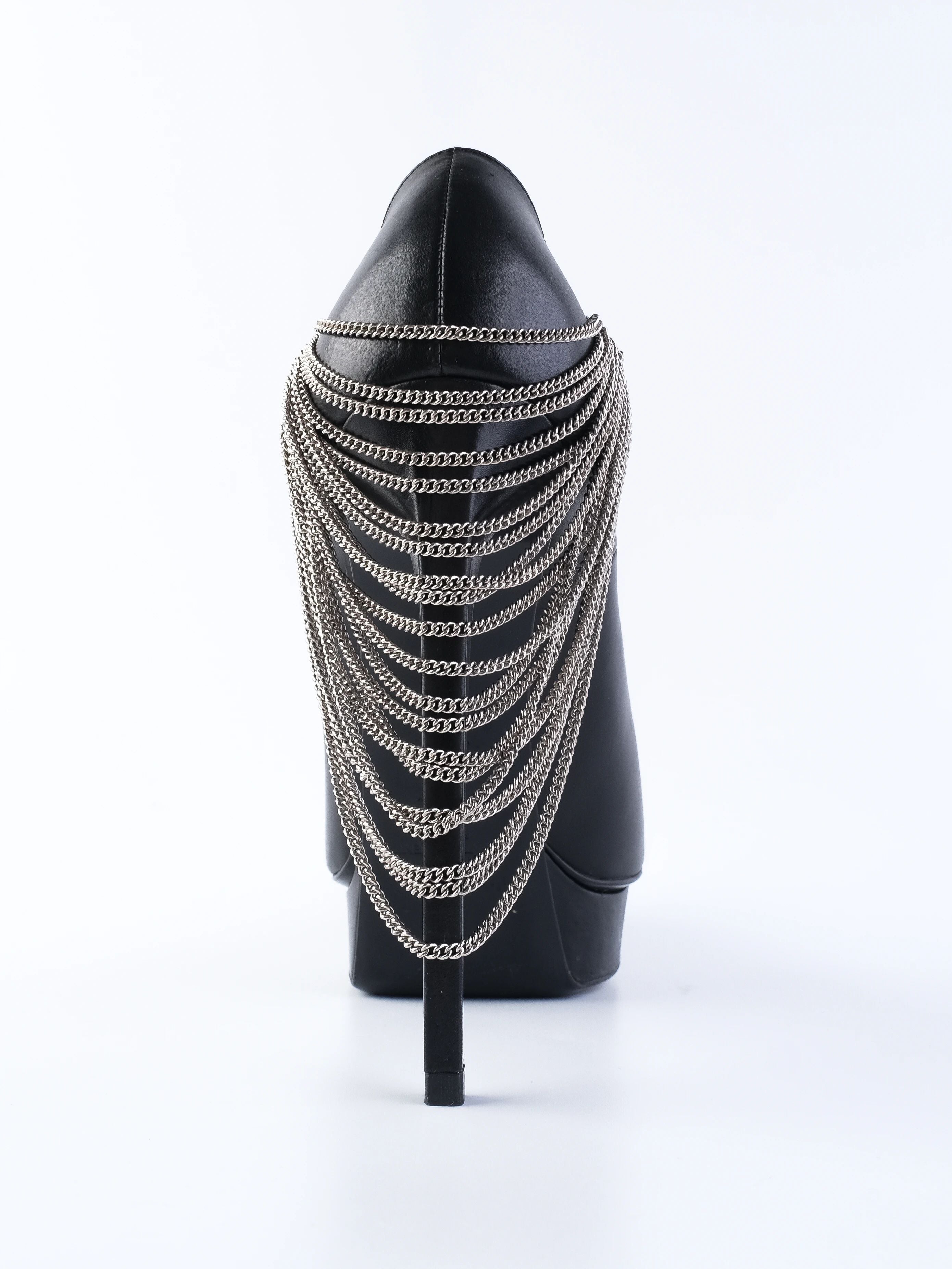 Excellent Yves Saint Laurent Black Leather High-Heeled Shoes Size 39.5