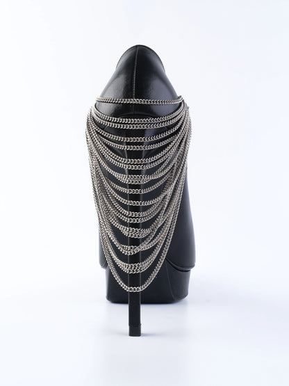 Excellent Yves Saint Laurent Black Leather High-Heeled Shoes Size 39.5