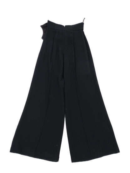 Perfect Elisabetta Franchi Black Wool Wide-Leg Pants Bow Size L