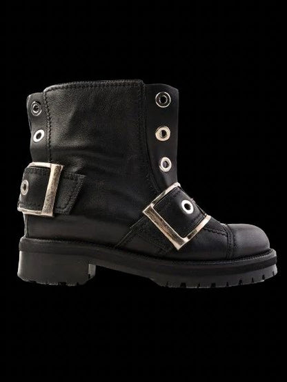 Excellent Alexander McQueen Black Leather WomenÕs Boots Size 35