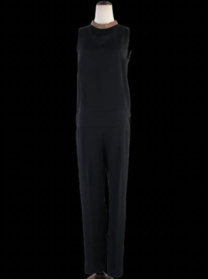 Excellent Brunello Cucinelli Black Silk Jumpsuit Size S