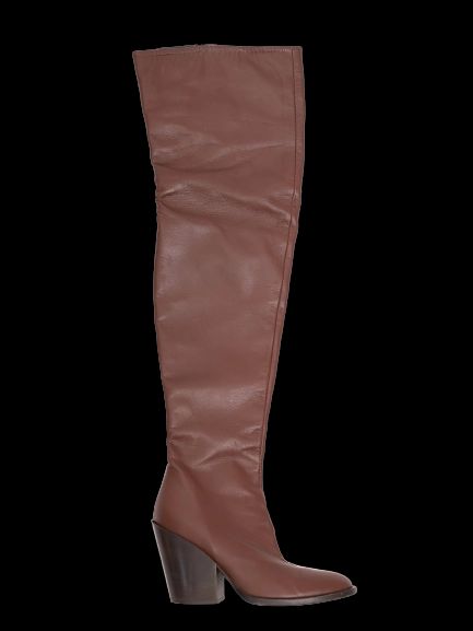 Excellent Kaneji Orange Leather Knee-High Boots Size 37