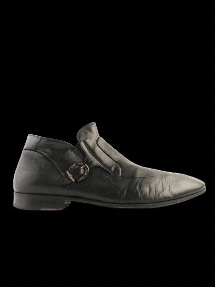 Excellent Fabi Black Leather Ankle Boots Size 43 with Buckle Detail