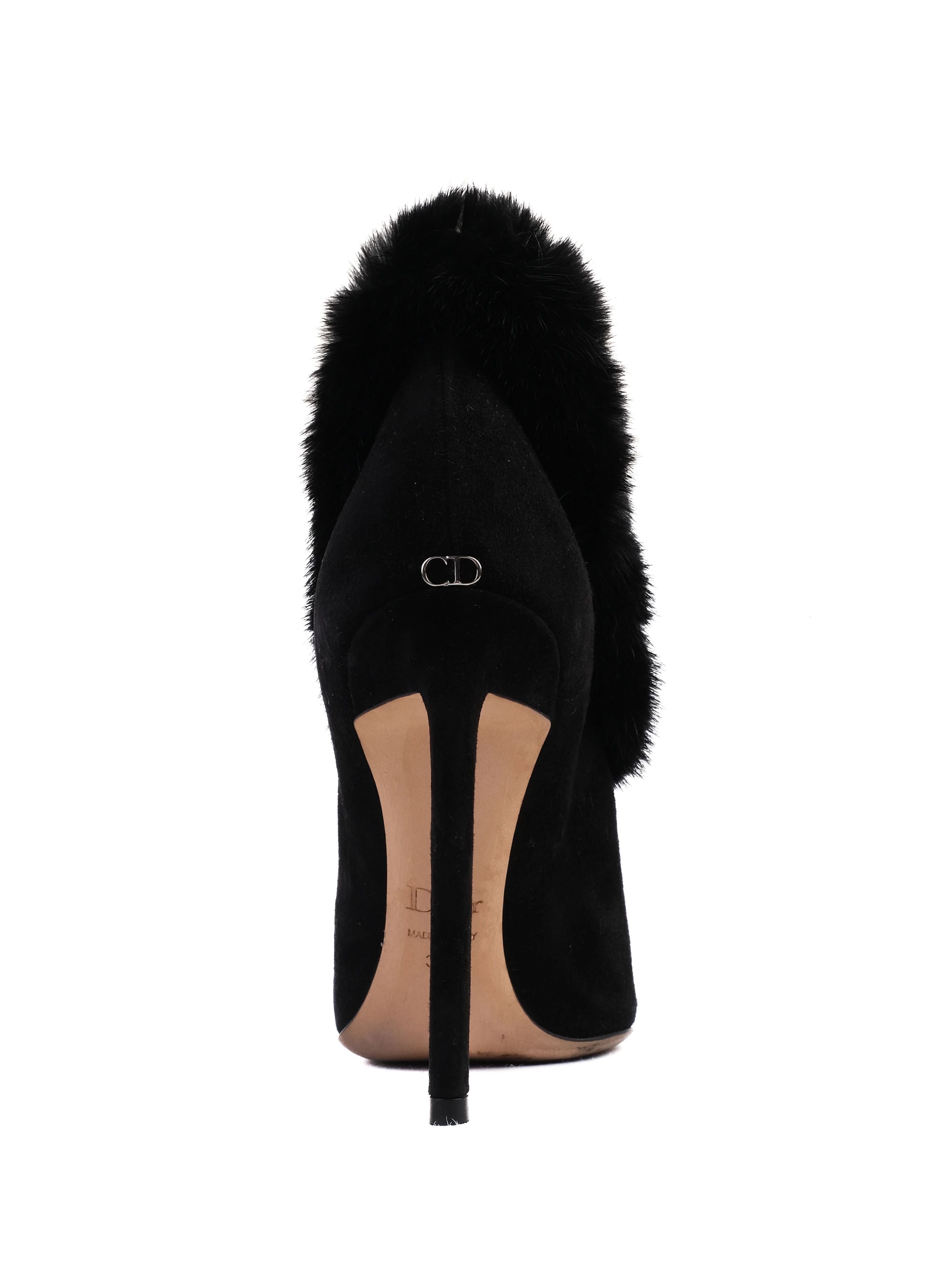 Excellent Dior Black Leather High-Heeled Shoes Size 38.5