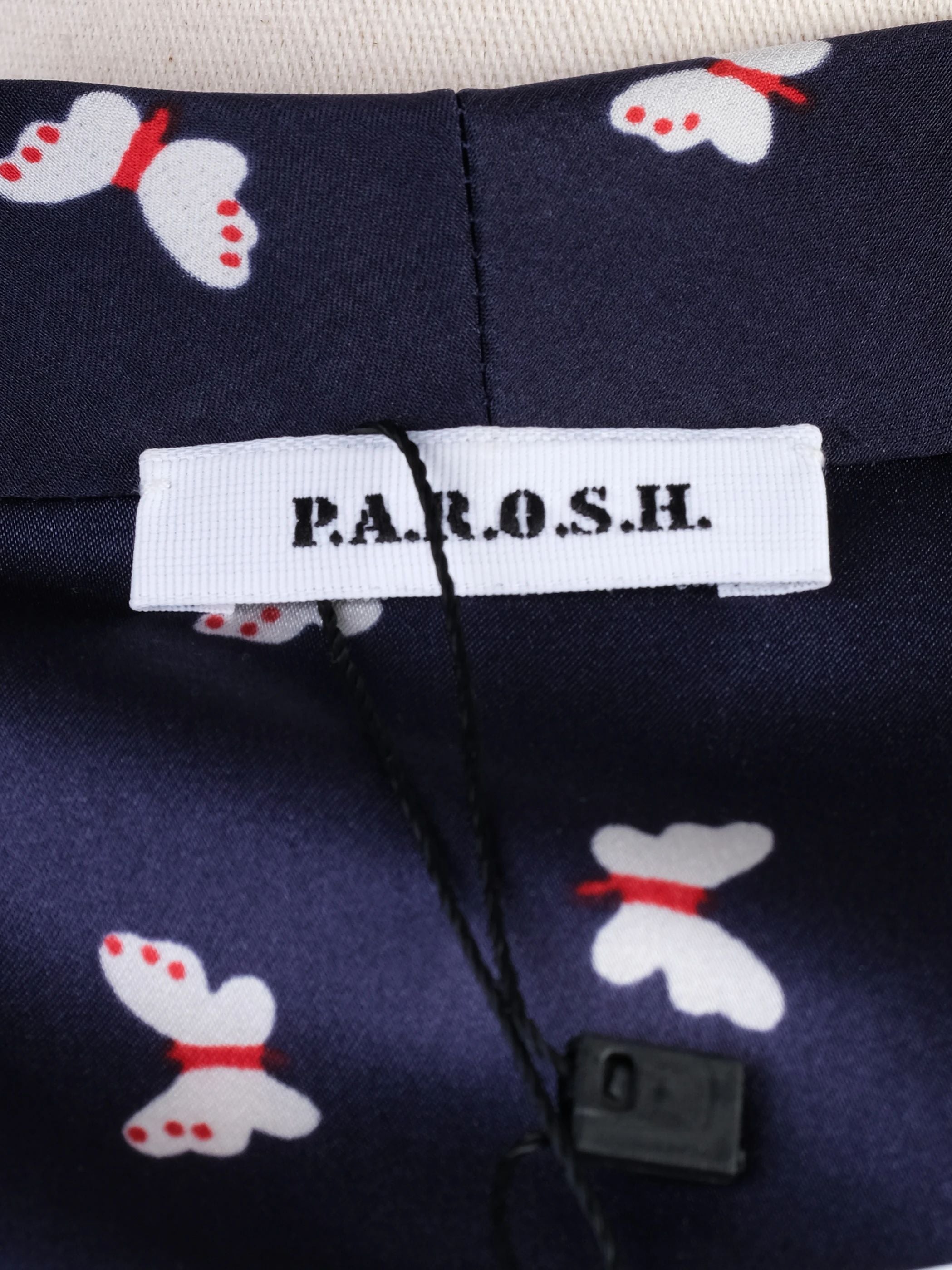 Excellent P.A.R.O.S.H. Silk Robe Butterfly Pattern Dark Blue Women
