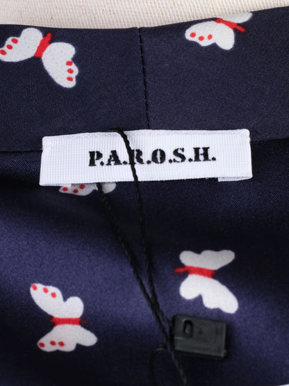 Excellent P.A.R.O.S.H. Silk Robe Butterfly Pattern Dark Blue Women