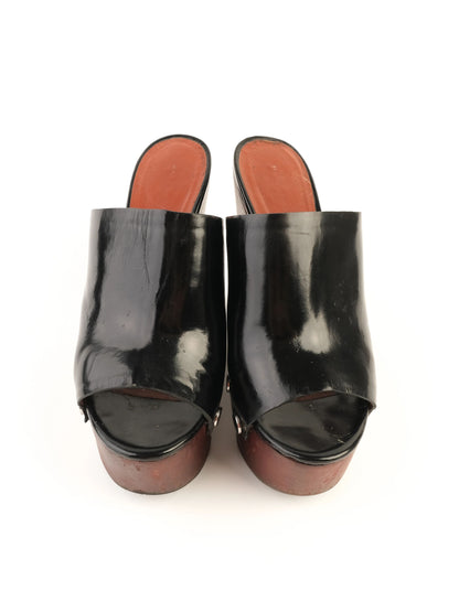 Excellent Marc Jacobs Black Leather Wedge Platform Shoes Size 38