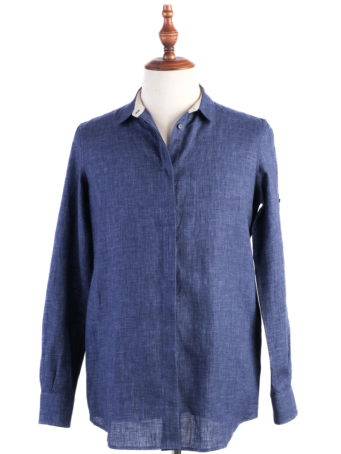 Excellent Loro Piana Blue Long Sleeve Button-Up Shirt Size M
