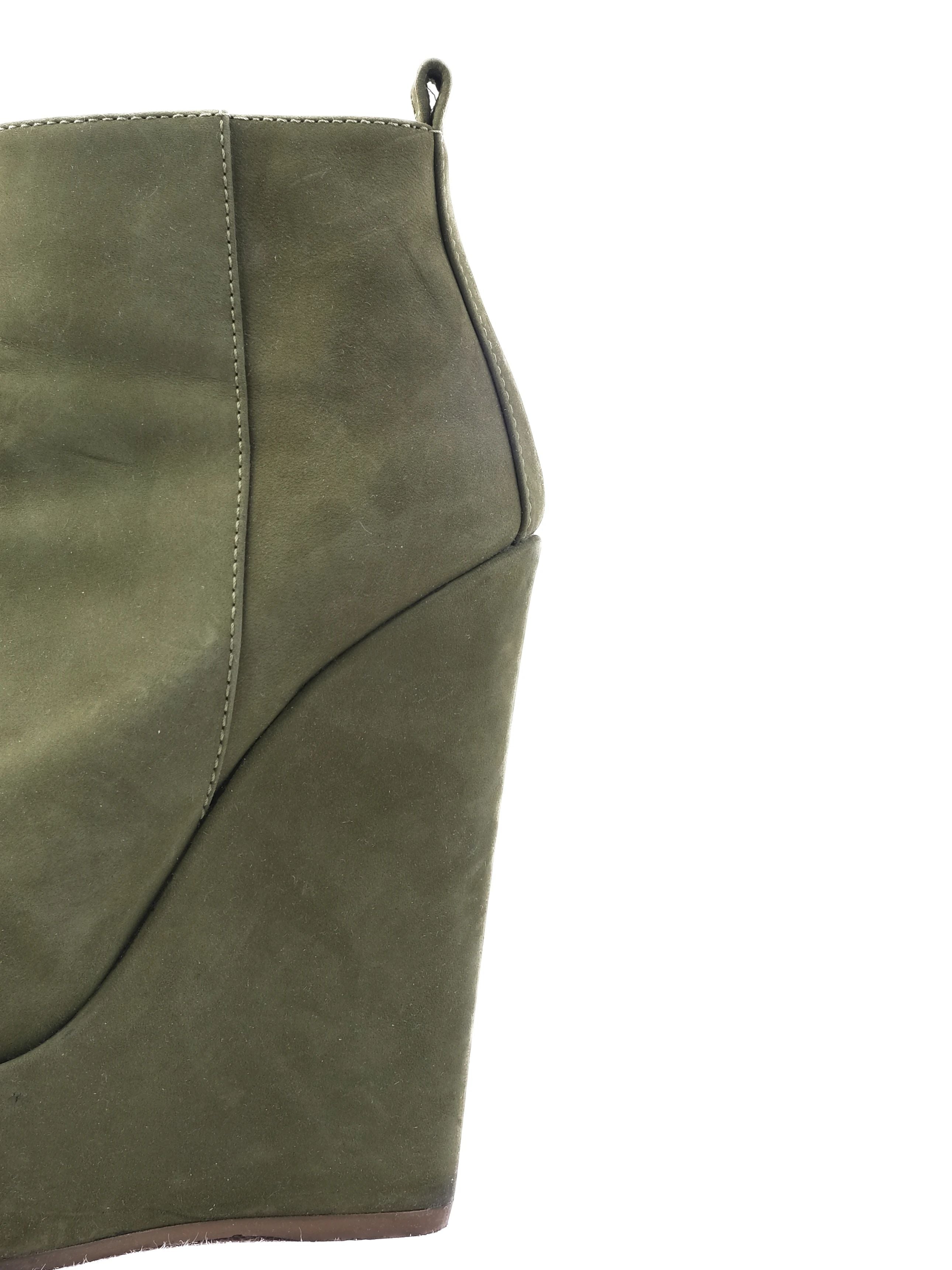 Excellent Dsquared2 Green Leather Wedge Ankle Boots Size 37