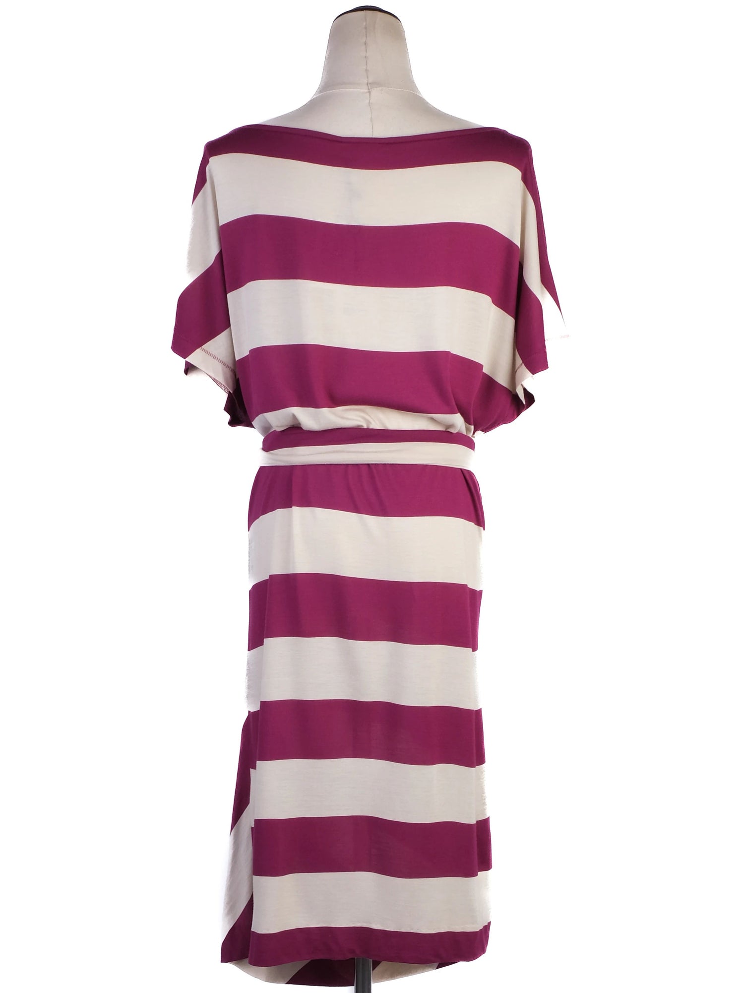 NEW By Malene Birger Striped Dress Maroon Cream Size XS