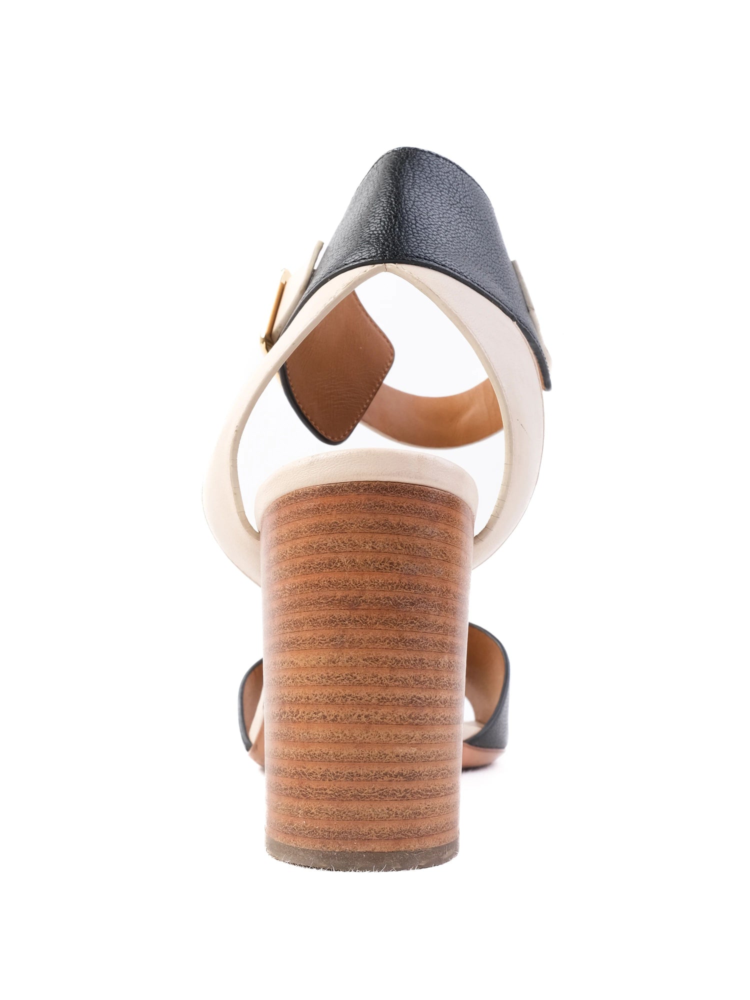 Chloe High-Heeled Sandals Leather Size 41.5 Two-Tone Black Beige