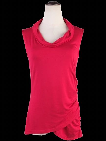 Elie Tahari Red Modal Top Size S with Draped Cowl Neckline