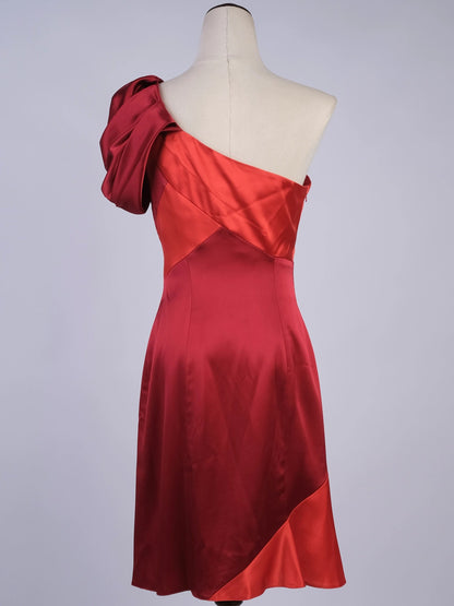 Excellent Karen Millen Red One-Shoulder Dress Size M Triacetate