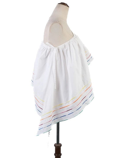 Excellent Rosie Assoulin One-Shoulder Blouse White Size L