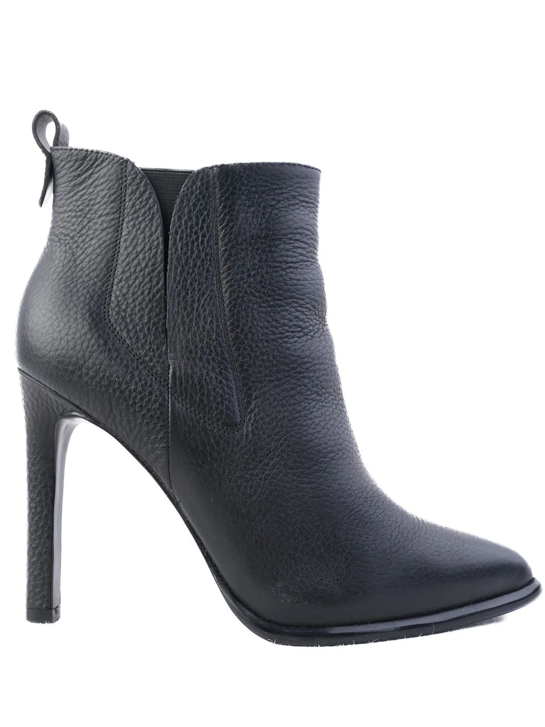 Excellent Kendall+Kylie Black Leather High-Heeled Ankle Boots Size 37.5