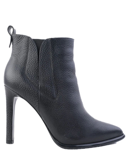 Excellent Kendall+Kylie Black Leather High-Heeled Ankle Boots Size 37.5