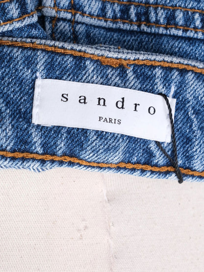 Excellent Sandro Gray Denim Skirt Metallic Size S