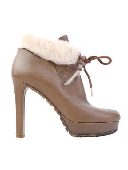 Excellent Gucci Orange Leather High-Heeled Ankle Boots Size 36