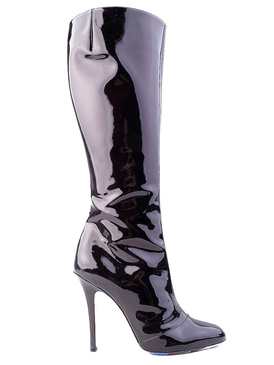 Excellent Emilio Pucci Black Leather High-Heeled Boot Size 38