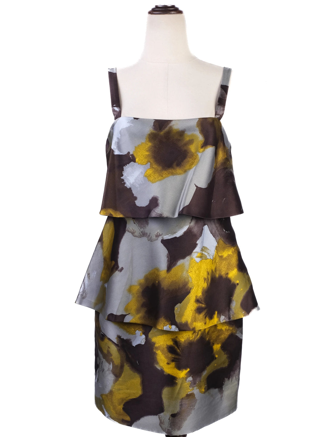Moschino Sleeveless Tiered Silk Dress Size L Multicolor Pattern