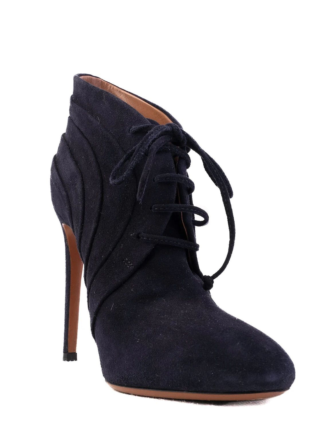 Excellent Alaia Blue Genuine Suede High-Heeled Ankle Boots Size 36.5