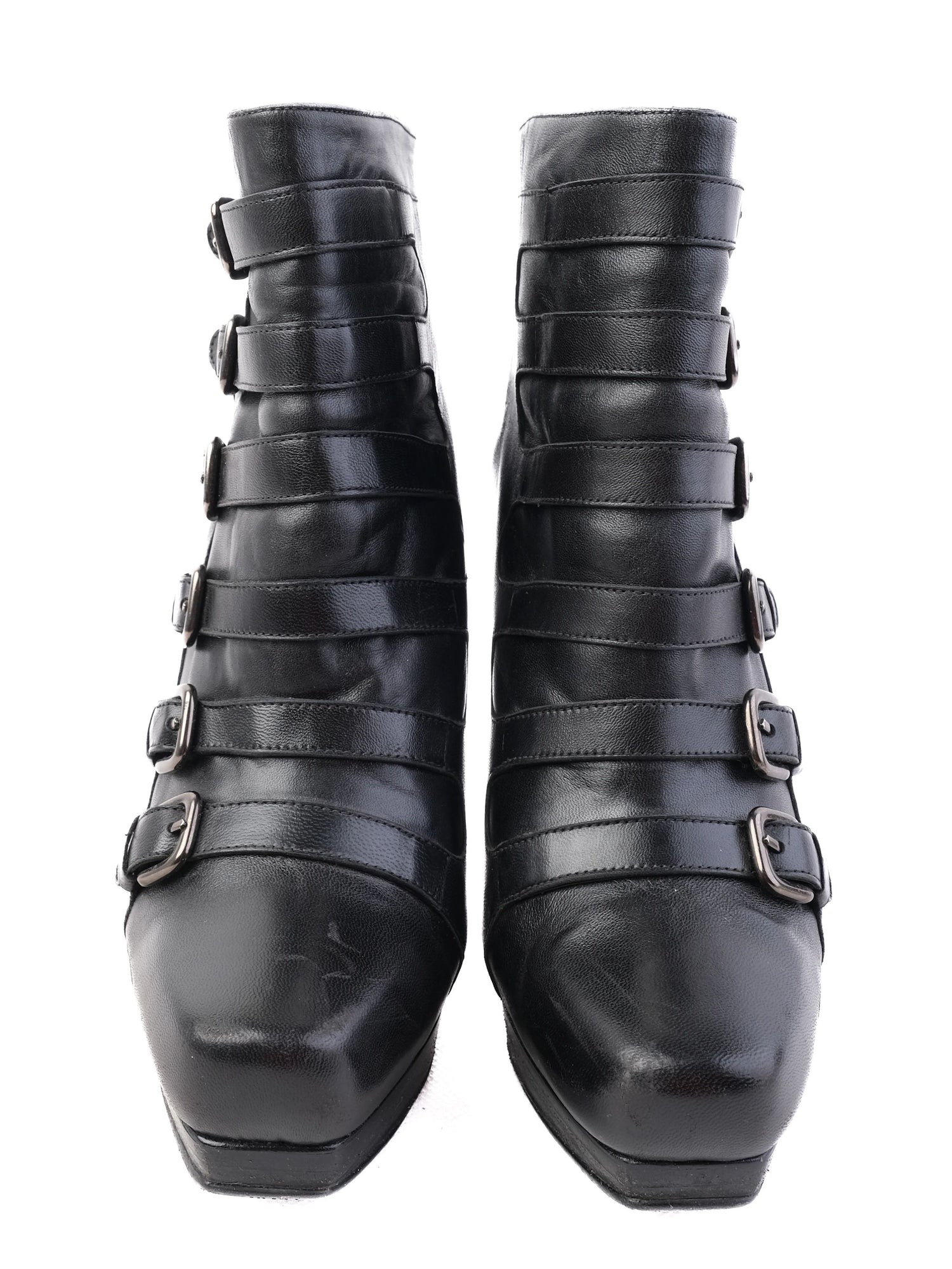 Excellent Stuart Weitzman Black Leather High-Heeled Ankle Boots Size 38