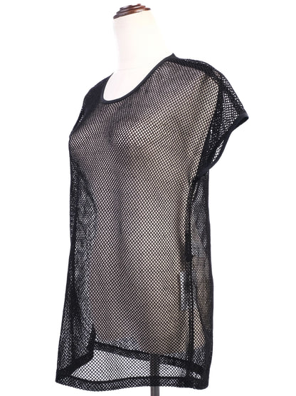 Excellent Dolce Gabbana Black Mesh T-Shirt Size M Silk