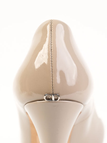 Excellent Dior Gray Leather High-Heeled Platform Shoes Size 36.5