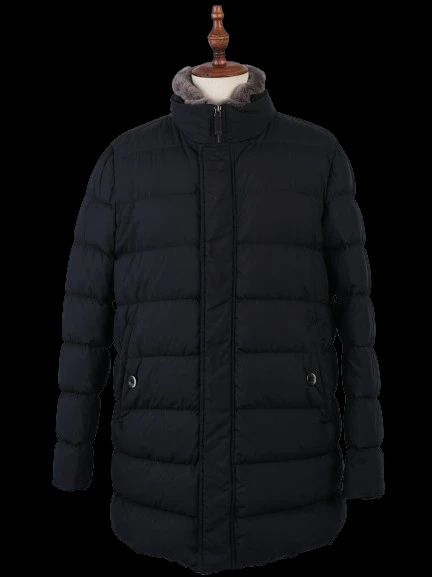 Excellent Herno Blue Padded Winter Coat with Fur Trim Size L