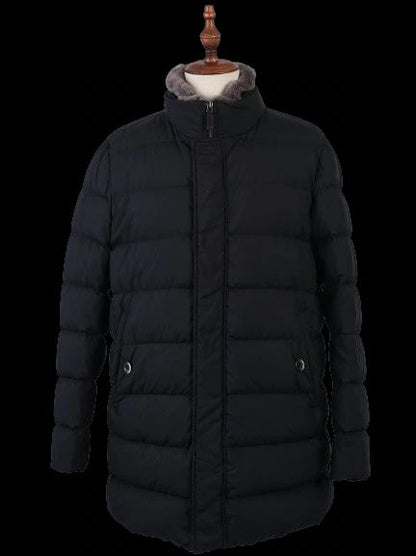 Excellent Herno Blue Padded Winter Coat with Fur Trim Size L