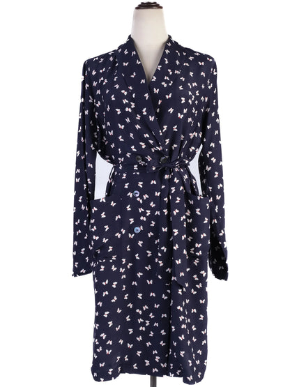 Excellent P.A.R.O.S.H. Silk Robe Butterfly Pattern Dark Blue Women