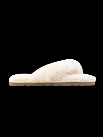 NEW Ugg White Faux Fur Slippers with Decorative Bow for Women