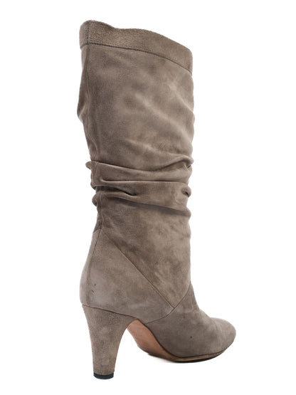 Excellent Brian Atwood Gray Leather Slouchy High-Heeled Boots Size 39