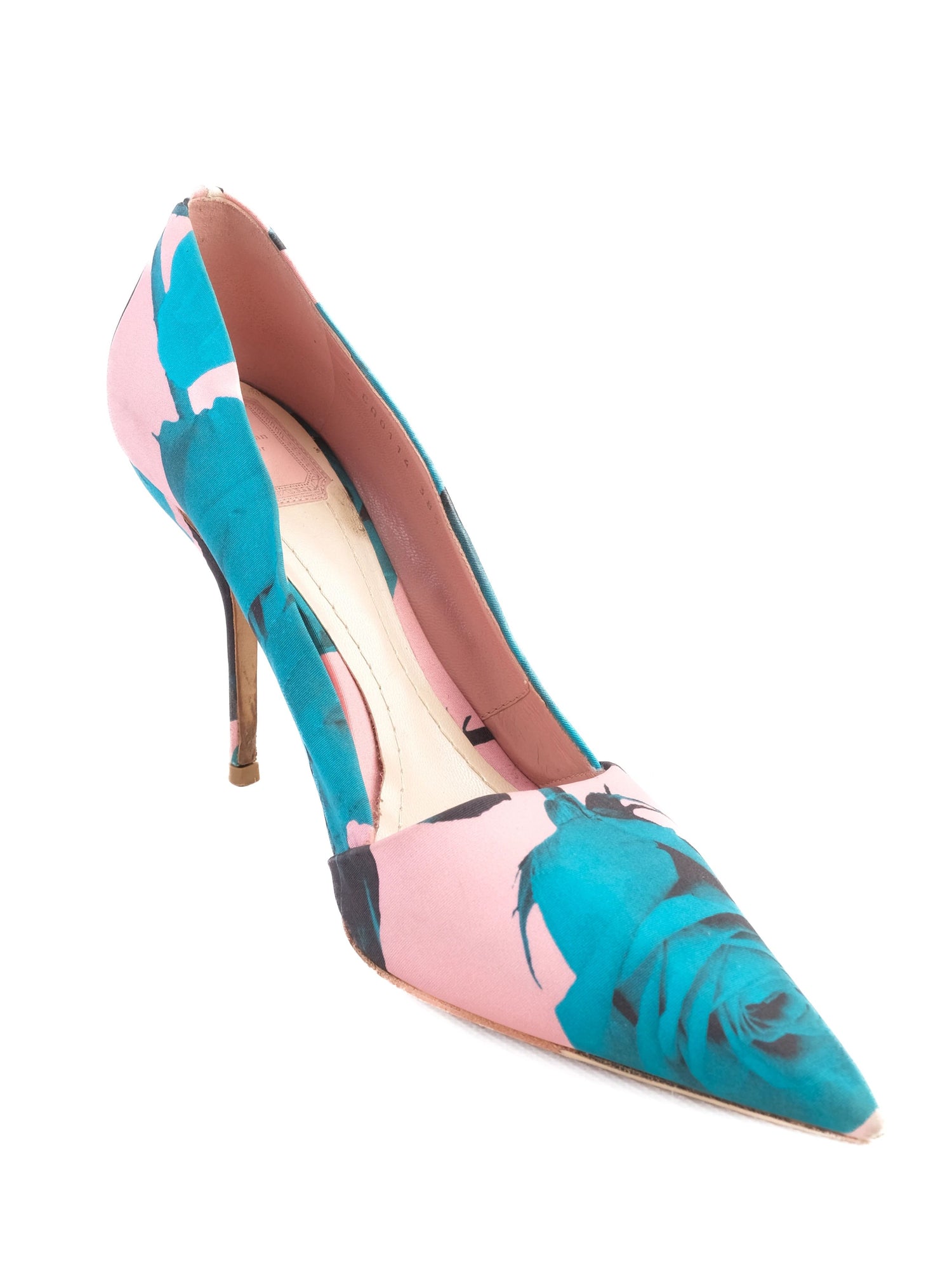 Dior Floral High-Heeled Shoes Excellent Condition Stiletto Teal Pink