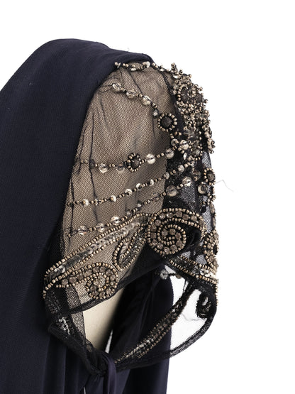 NEW Theia Couture Formal Navy Blue Gown Size XL with Beaded Details