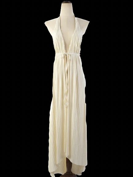 NEW Pleated Halter Dress White Size L Polyester