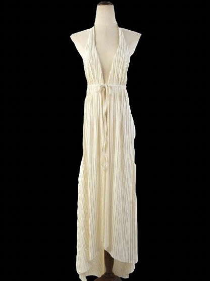 NEW Pleated Halter Dress White Size L Polyester