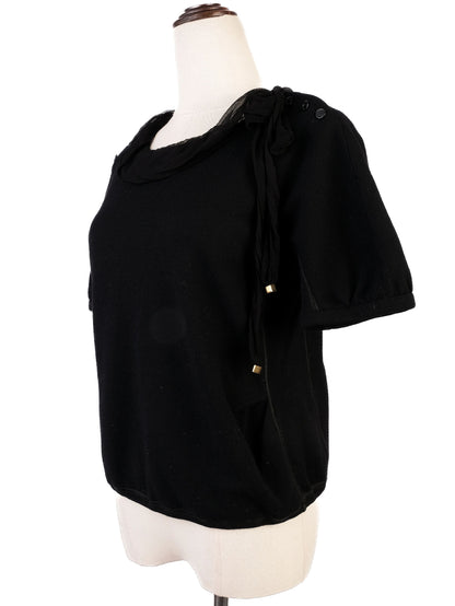 Excellent Louis Vuitton Black Cotton Short-Sleeved Top Size XS