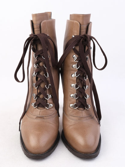 Excellent Gianvito Rossi Gray Leather Ankle Boots Size 38