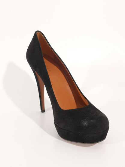 Excellent Gucci Black Genuine Suede High-Heeled Shoe Size 38.5