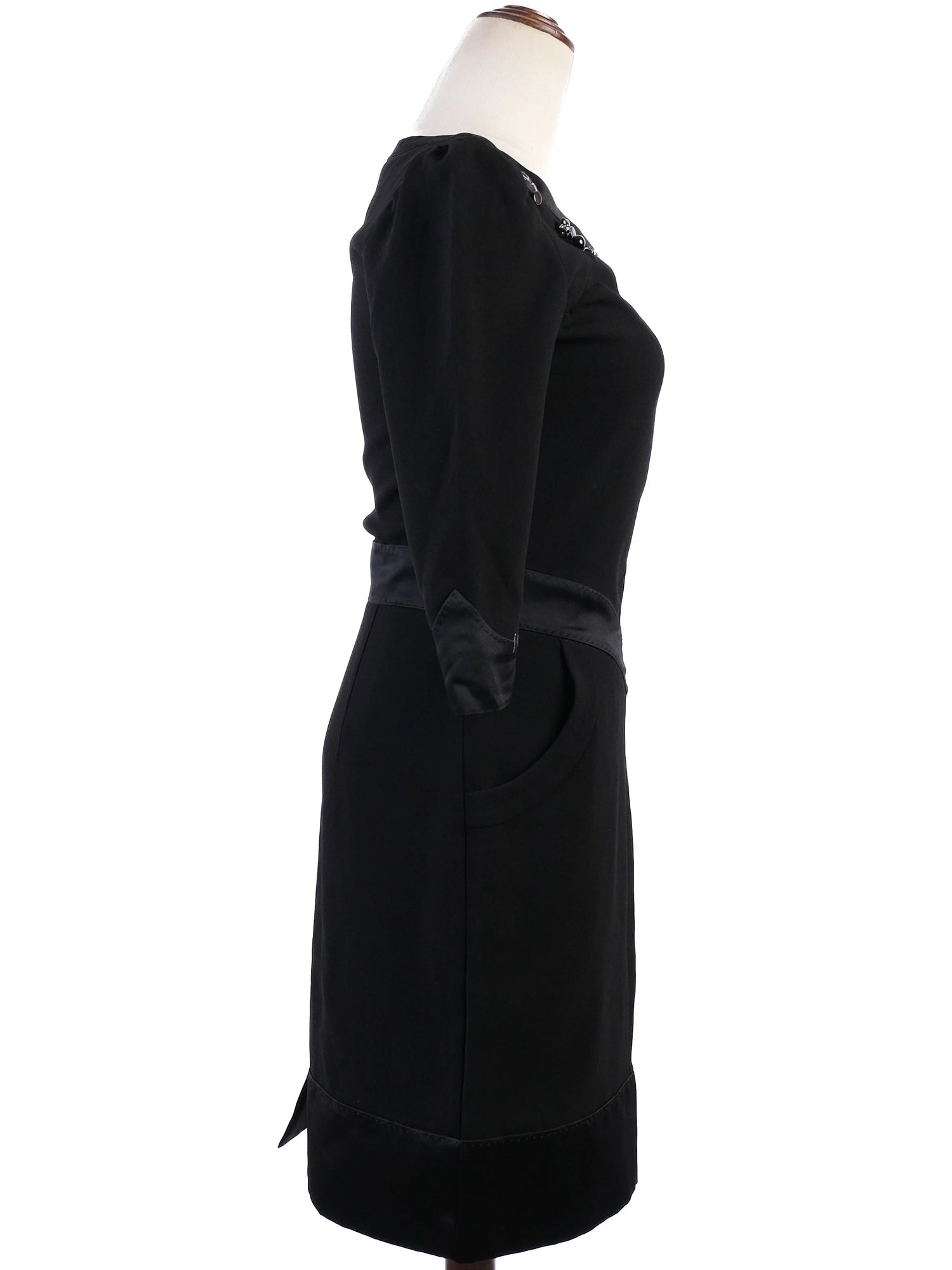 EXCELLENT Moschino Black Triacetate Dress XS with Embellishments