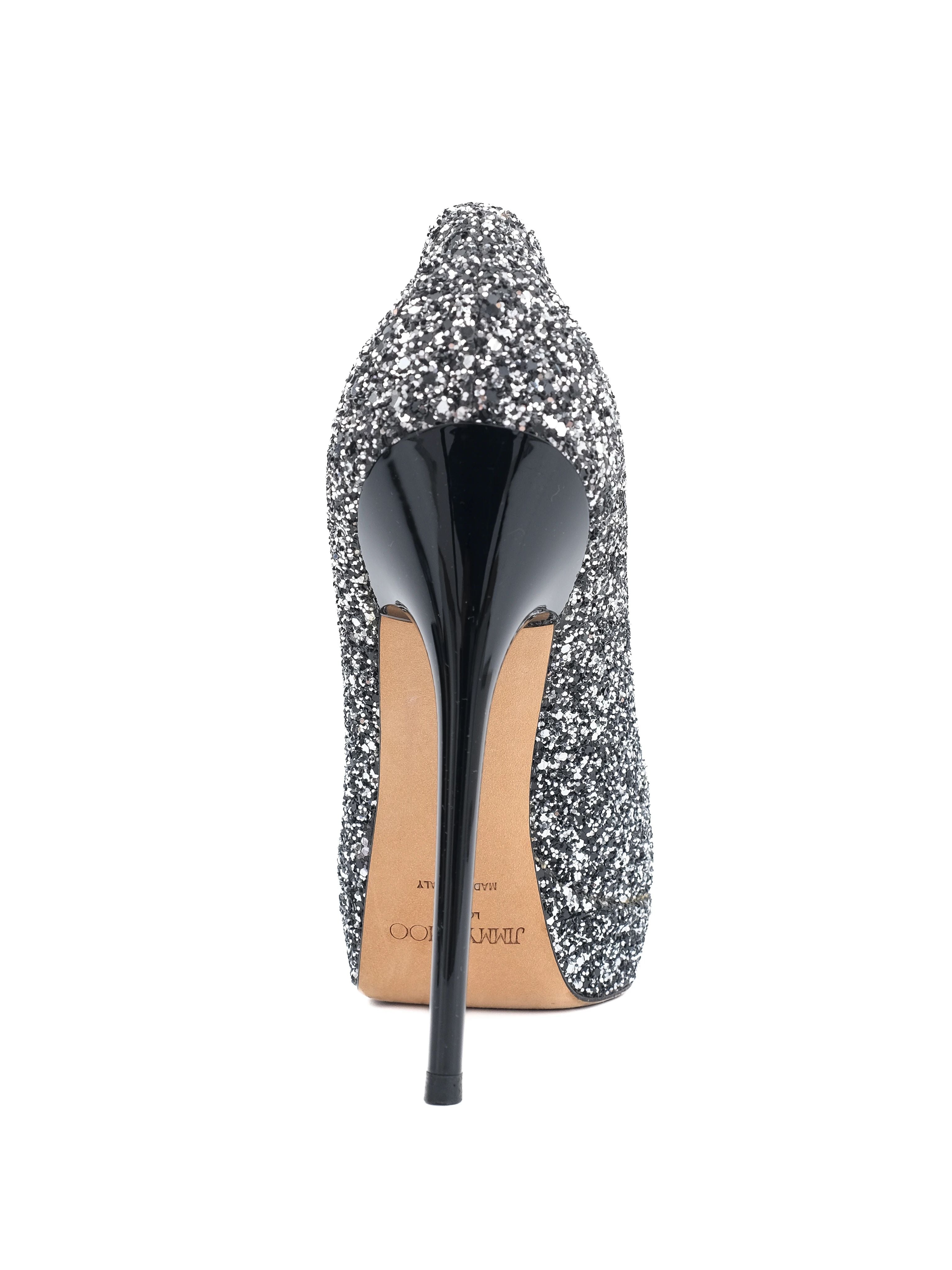 Excellent Jimmy Choo High-Heeled Peep-Toe Shoes Size 38 Leather