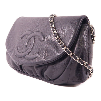 Chanel Black Cowhide Leather Shoulder Bag Calfskin (cowhide)