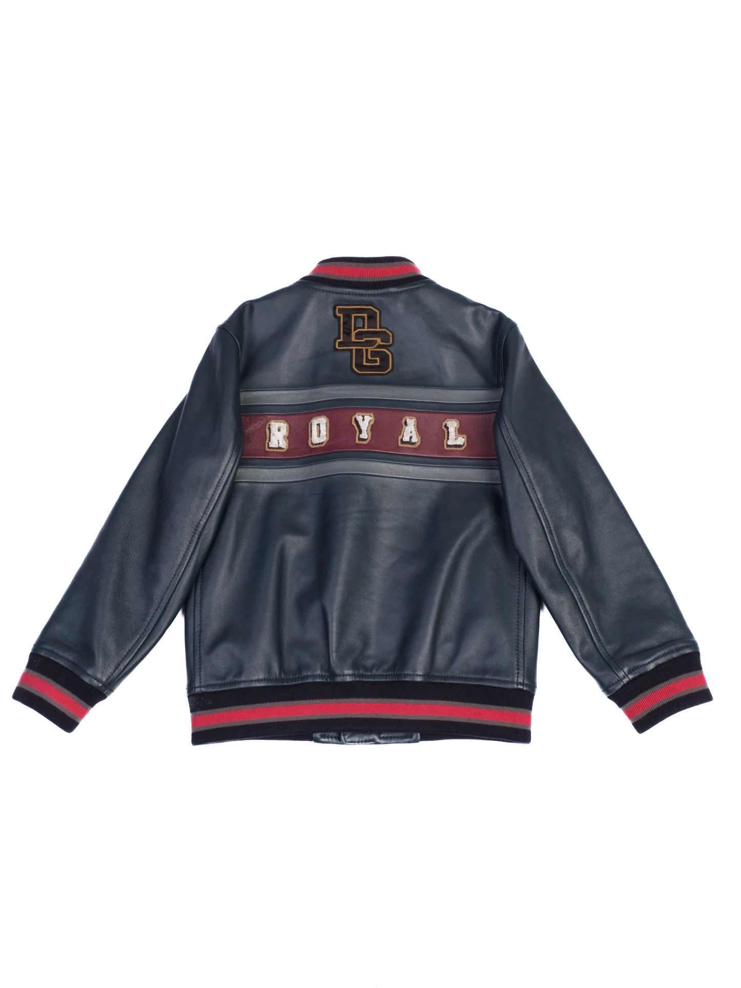 Excellent Dolce Gabbana Leather Kids Jacket Size 5 - Embroidered Design