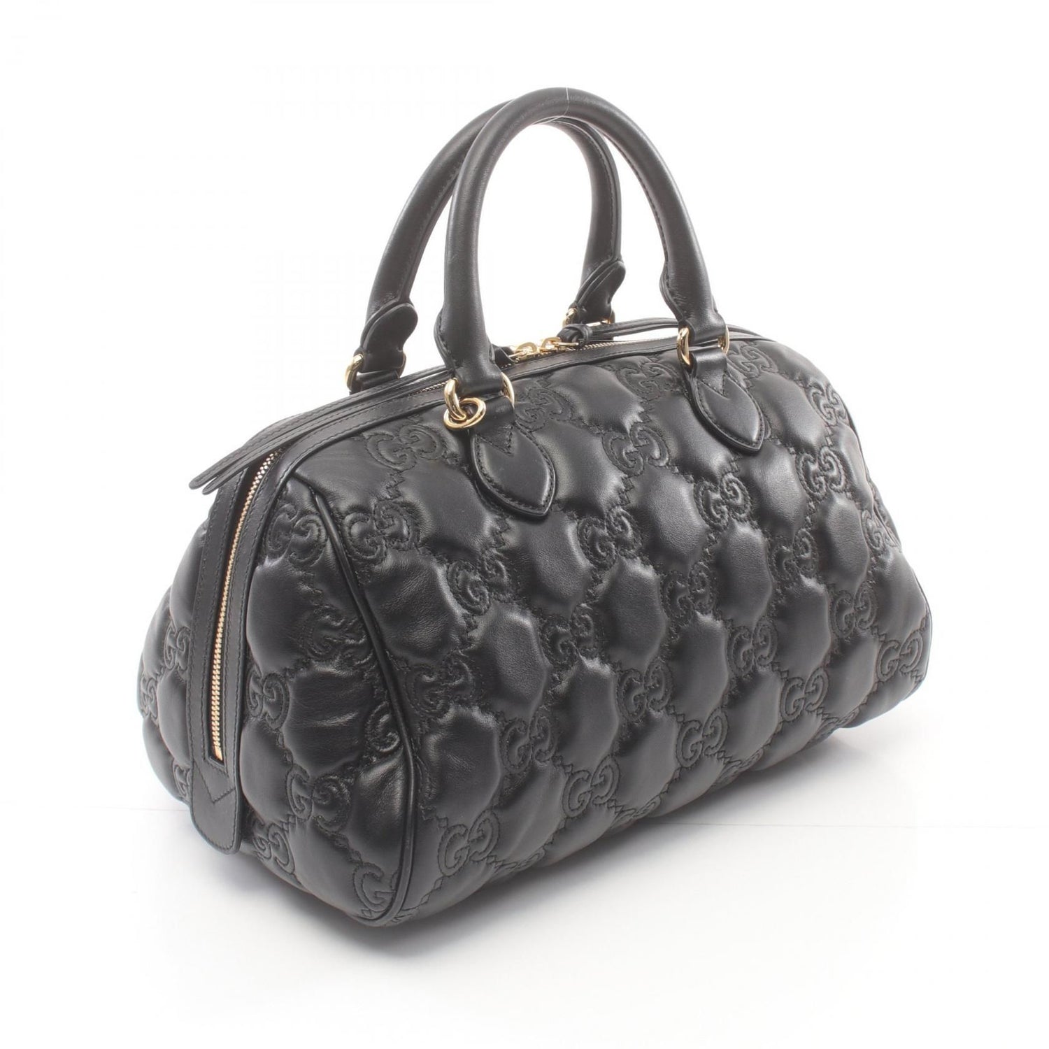 Gucci Gg Matelasse Handbag Black Leather 702242